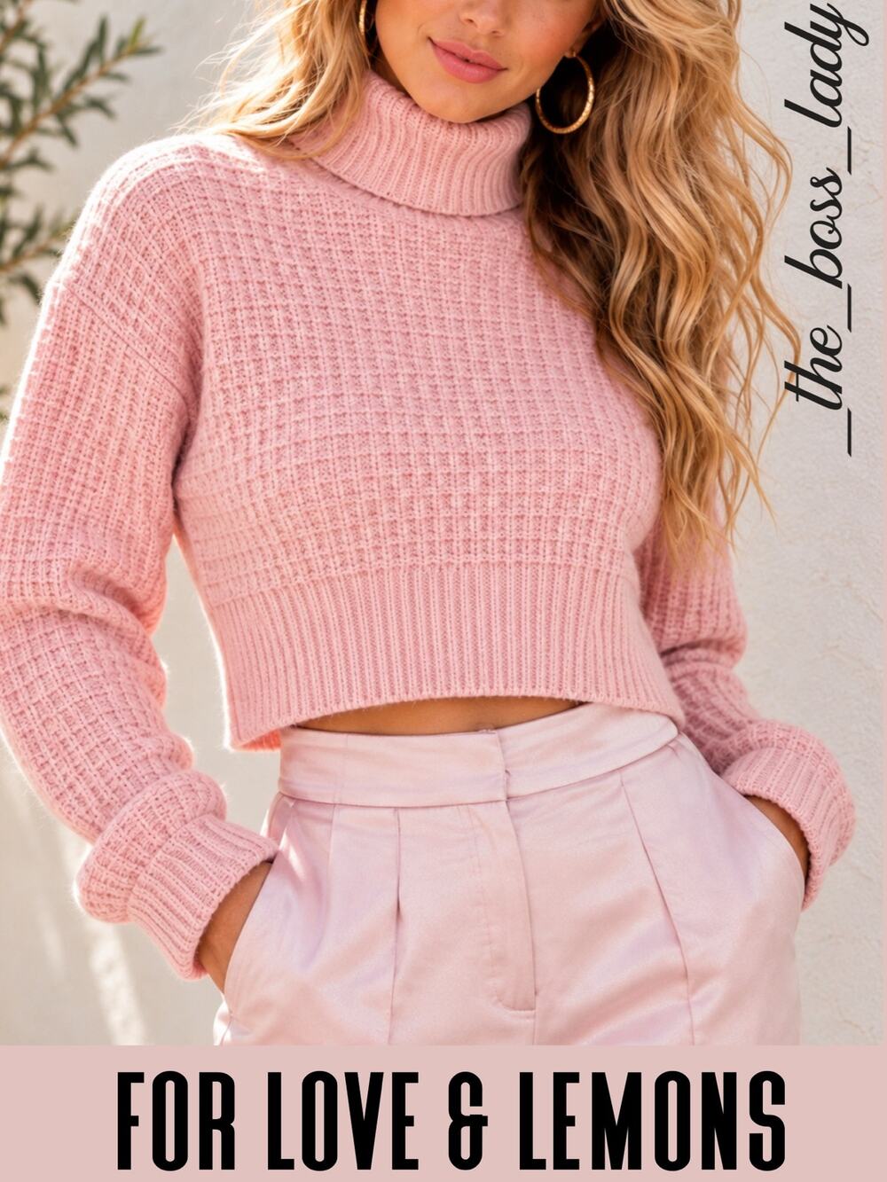 For Love & Lemons sweater turtleneck chunky textured cozy Medium